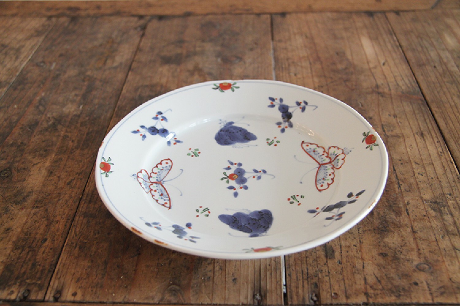 福珠窯 - 有田燒天啟花蝶  / 6.5寸段付圓皿