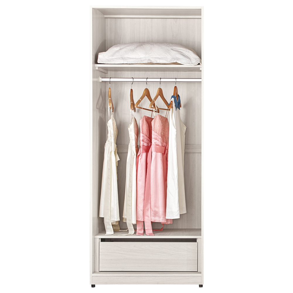 巴拉2.7尺二門衣櫃(單吊桿+一抽+一格)