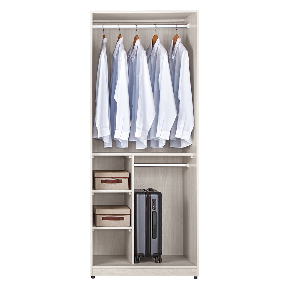 巴拉2.7尺二門衣櫃(二吊桿+三格)