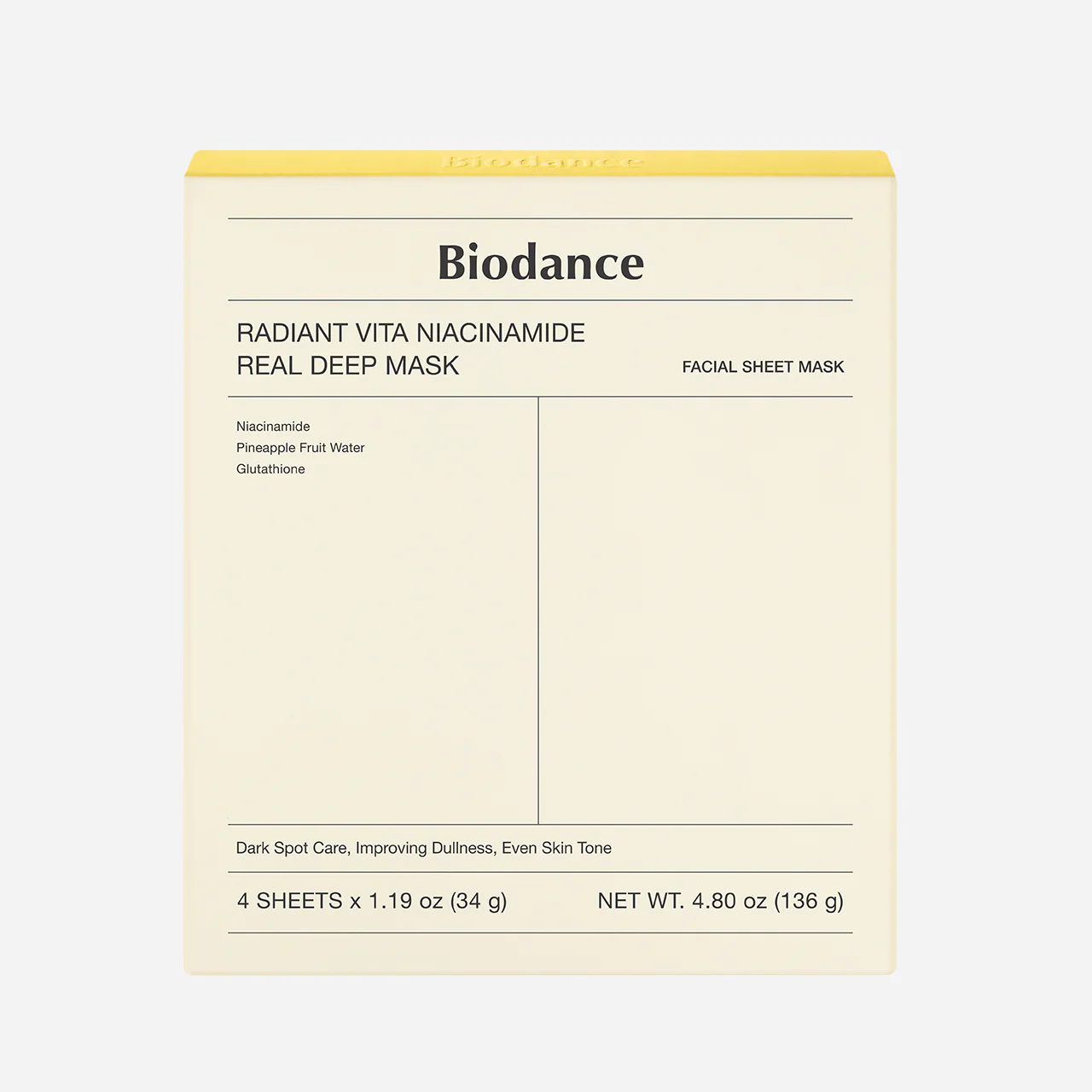 Biodance-Radiant Vita Niacinamide Real Deep Mask 4pc8809937361466 exp.2027.11.18