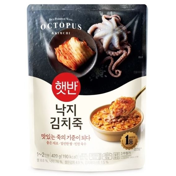 HATBAHN RICE PORRIDGE WITH OCTOPUS & KIMCHI (420g)8801007795188 EXP.202