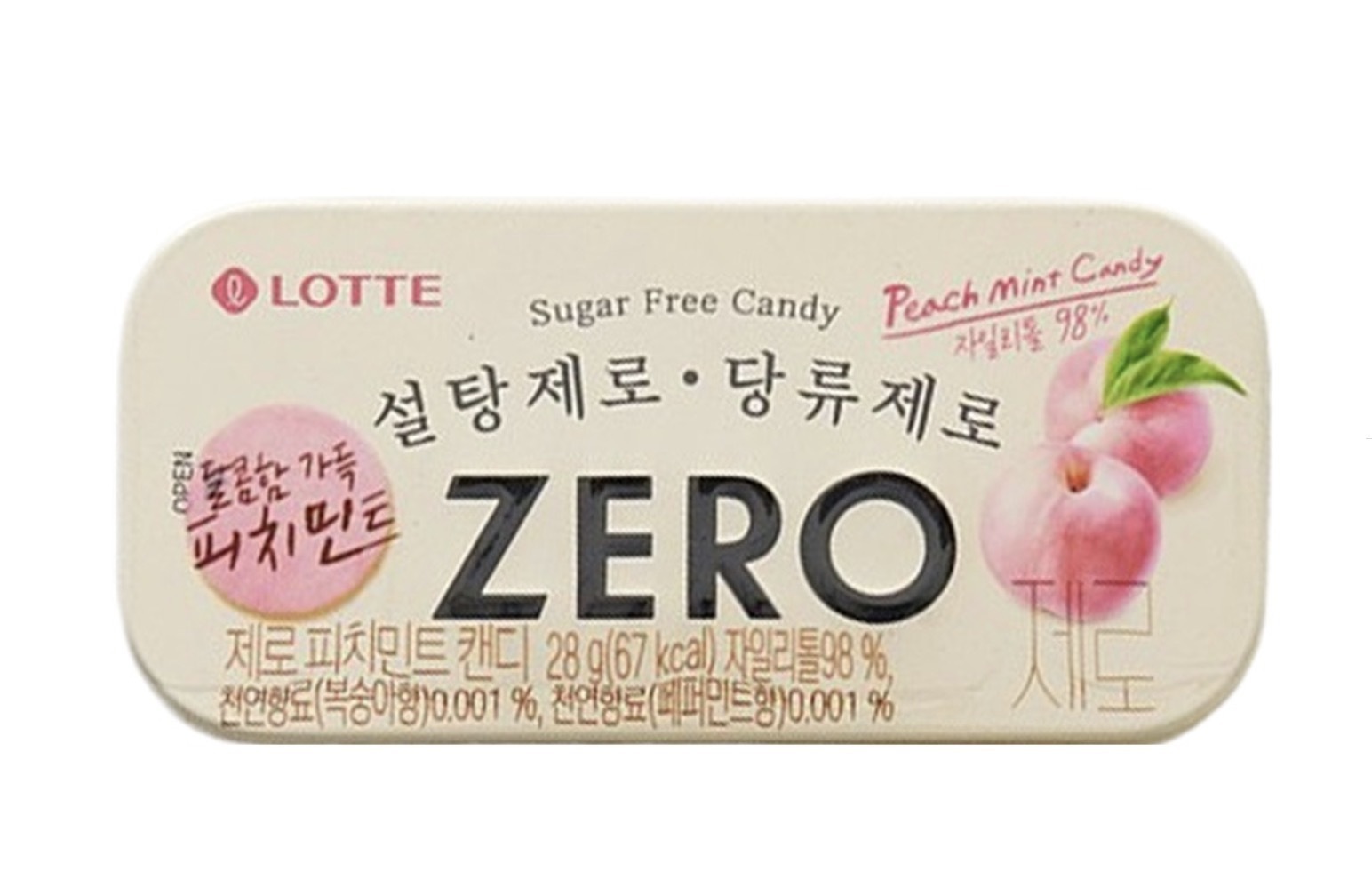 Lotte Zero Candy-Peach Mint (28g)8802259020721 EXP.2025.12.26