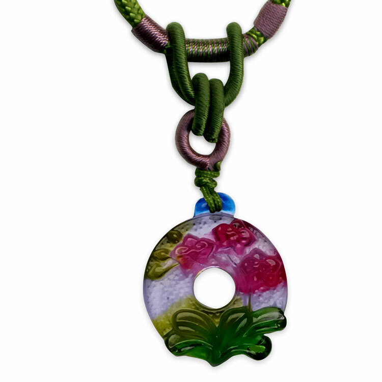 鹿港窯禮品館｜居家開運｜蘭花造型水晶琉璃項鍊