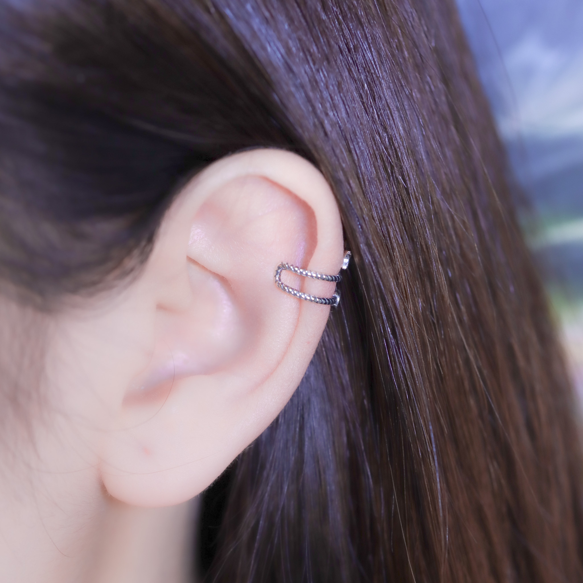 | 925純銀・厚鍍白金 |星絮繚繞耳夾（單隻） | EA0977 |