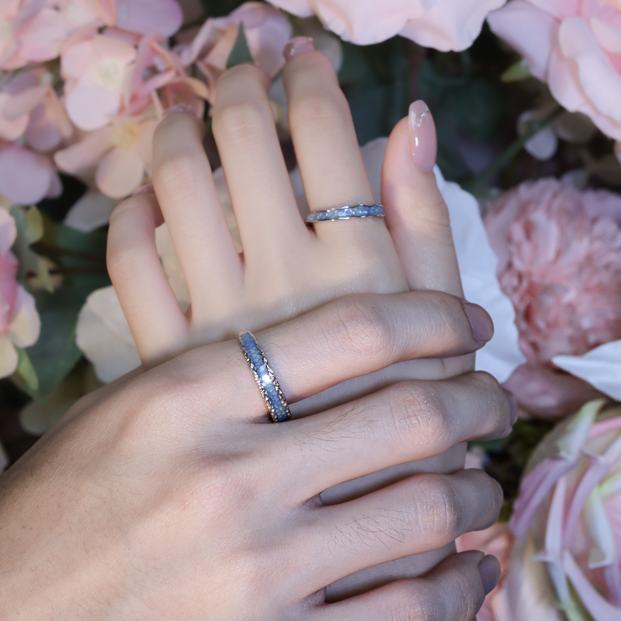 | 925純銀・ 厚鍍白金 | 沁藍小諾情侶戒指（男款/女款） | RI0853 |