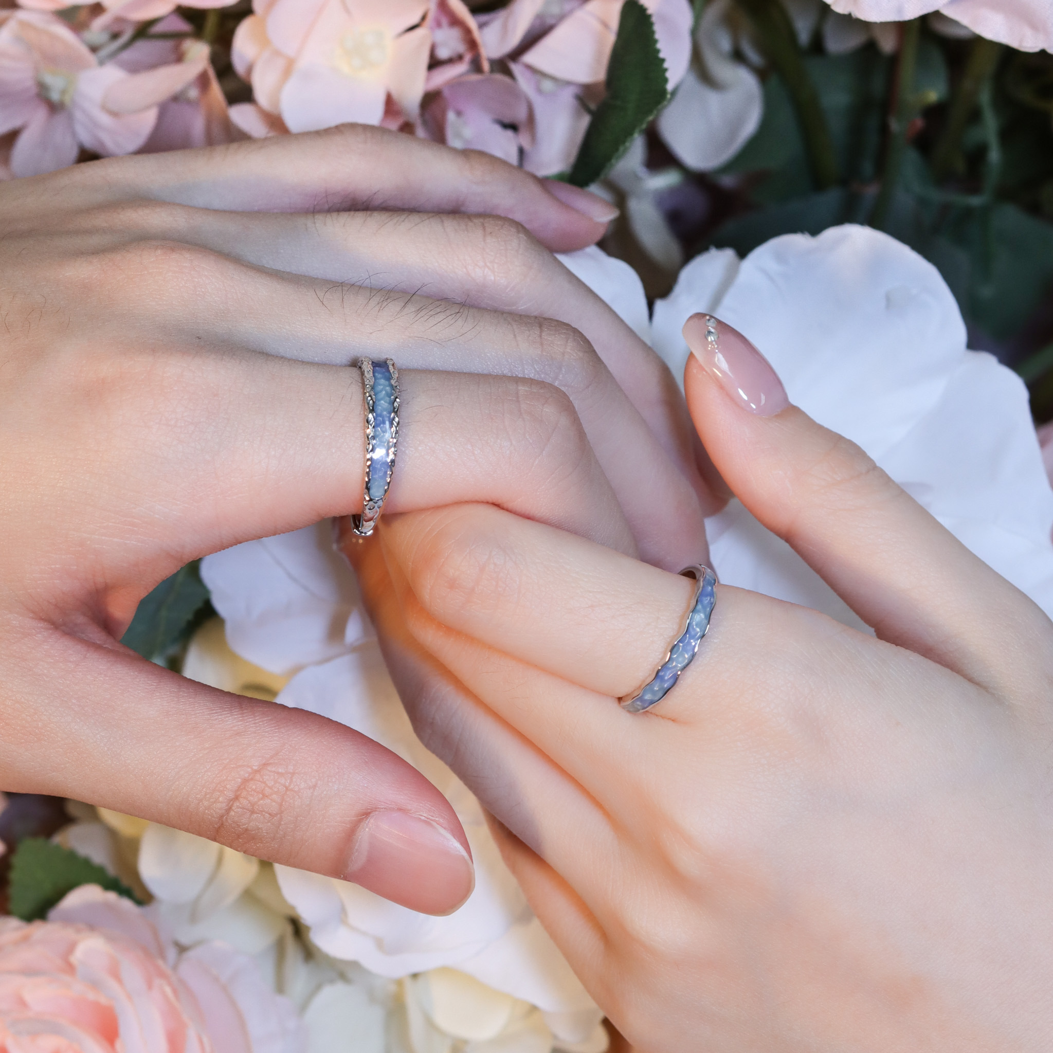 | 925純銀・ 厚鍍白金 | 沁藍小諾情侶戒指（男款/女款） | RI0853 |