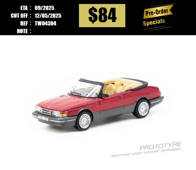 PO-$84 * TARMAC * 1:64 Saab 900 Turbo Convertible Red [OD30/04]