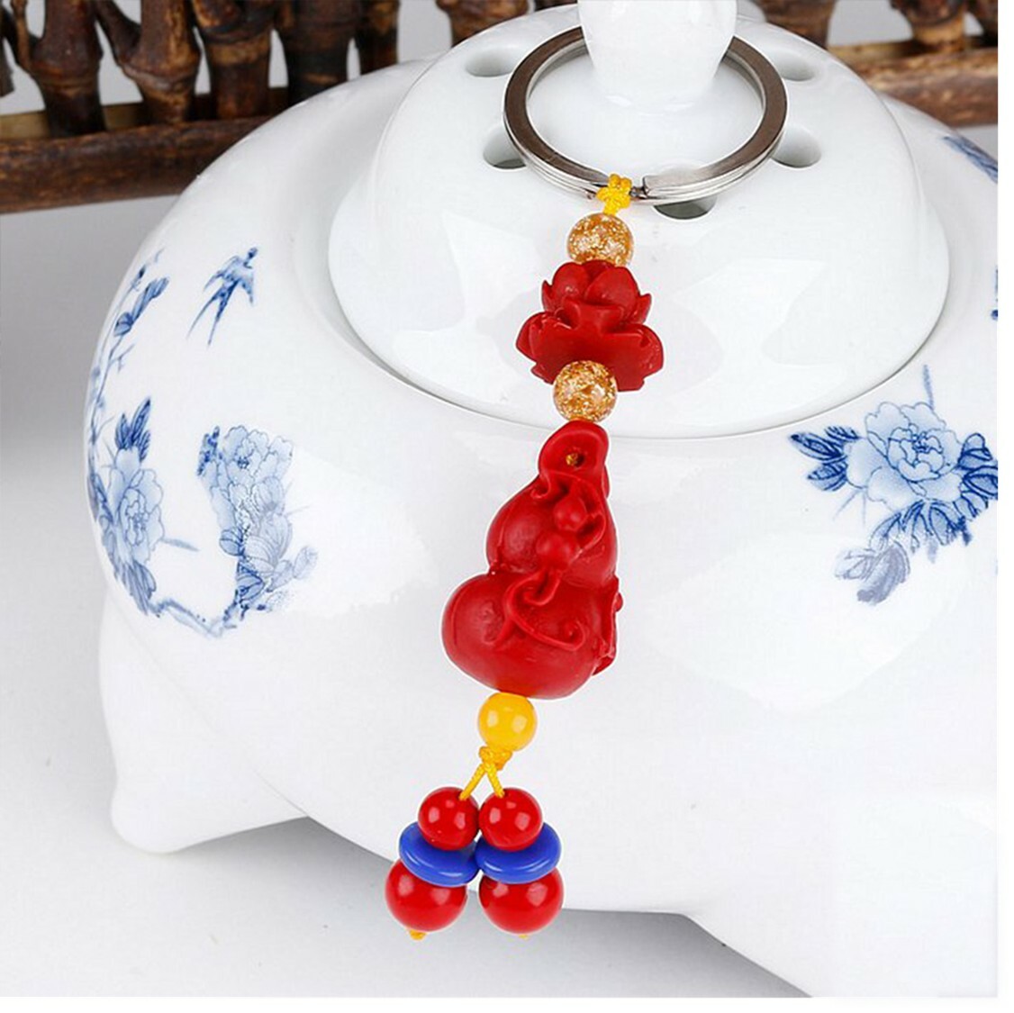 【風水好好玩】紅硃砂鑰匙圈-葫蘆 (辟邪擋煞/消災解厄/治小人/福祿雙全)