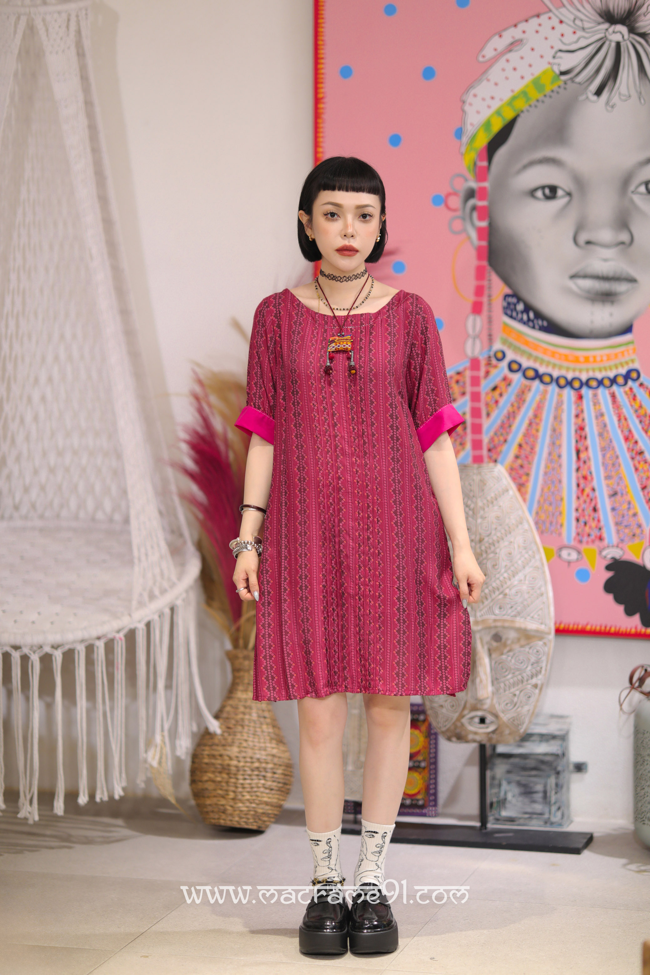 Macrame 中長裙 - M3313P - WINE (0812)