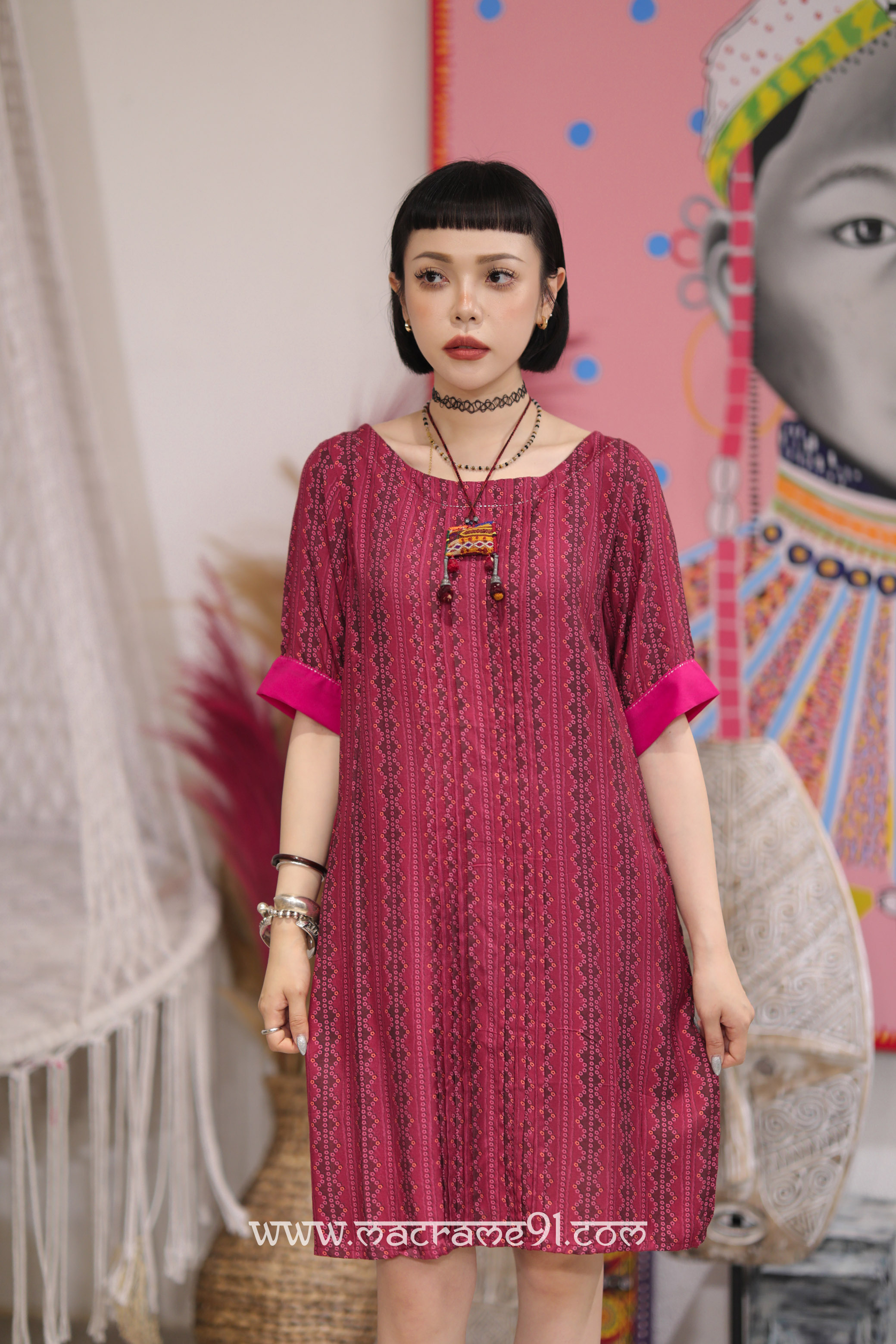 Macrame 中長裙 - M3313P - WINE (0812)