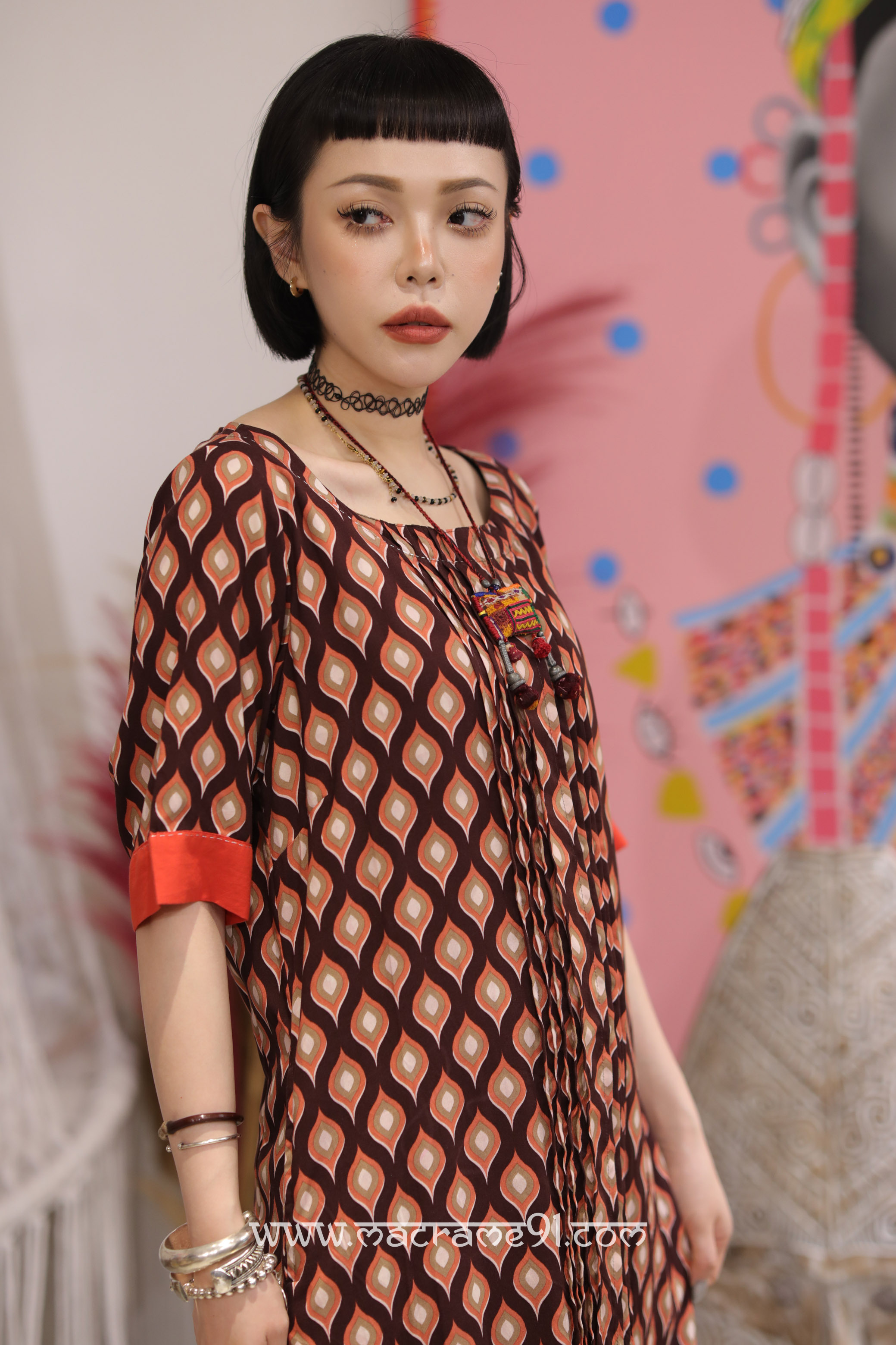 Macrame 中長裙 - M3133R - 啡色 - (0812)