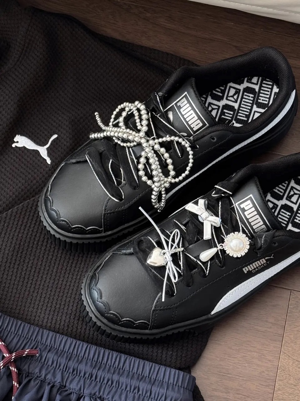 PUMA BASKET PLATFORM RIBBON 花苞鞋 芭蕾風 緞帶 黑色 厚底 增高 女鞋 404157-02 / 預購