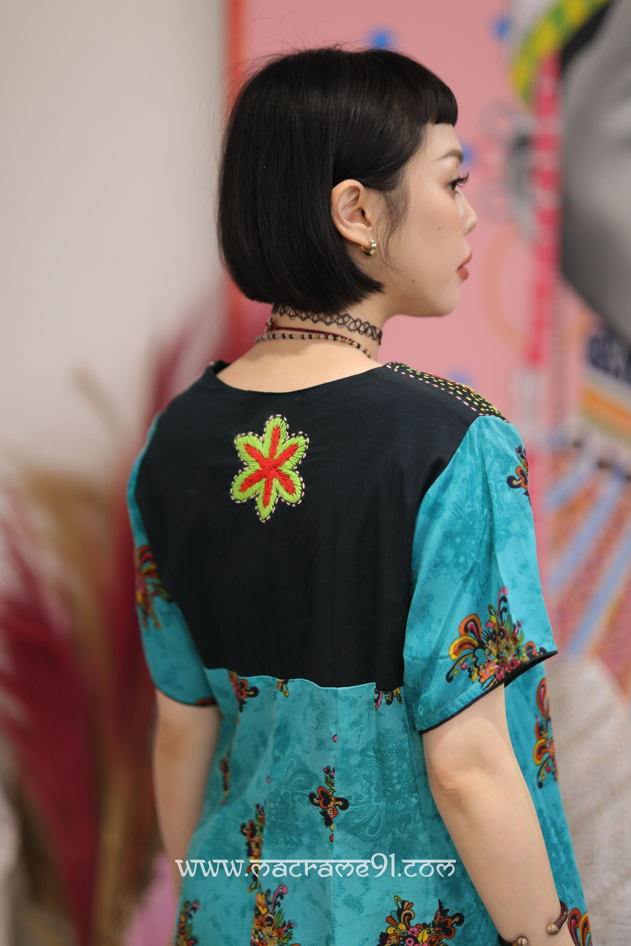 Macrame 中長裙 - M0516C - 海綠色 / 黑色 (0812)