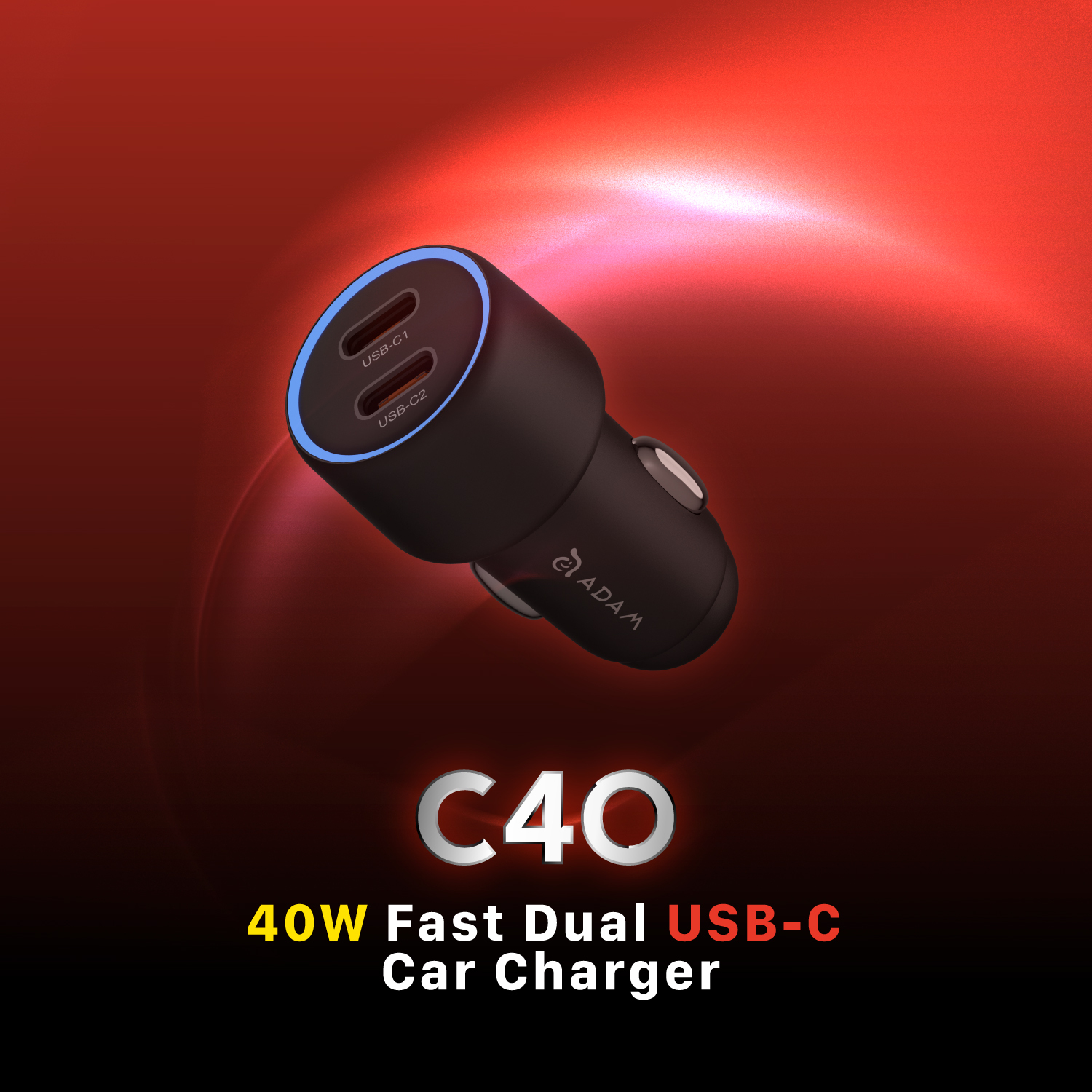 C40 40W Fast Dual USB-C Car Charger