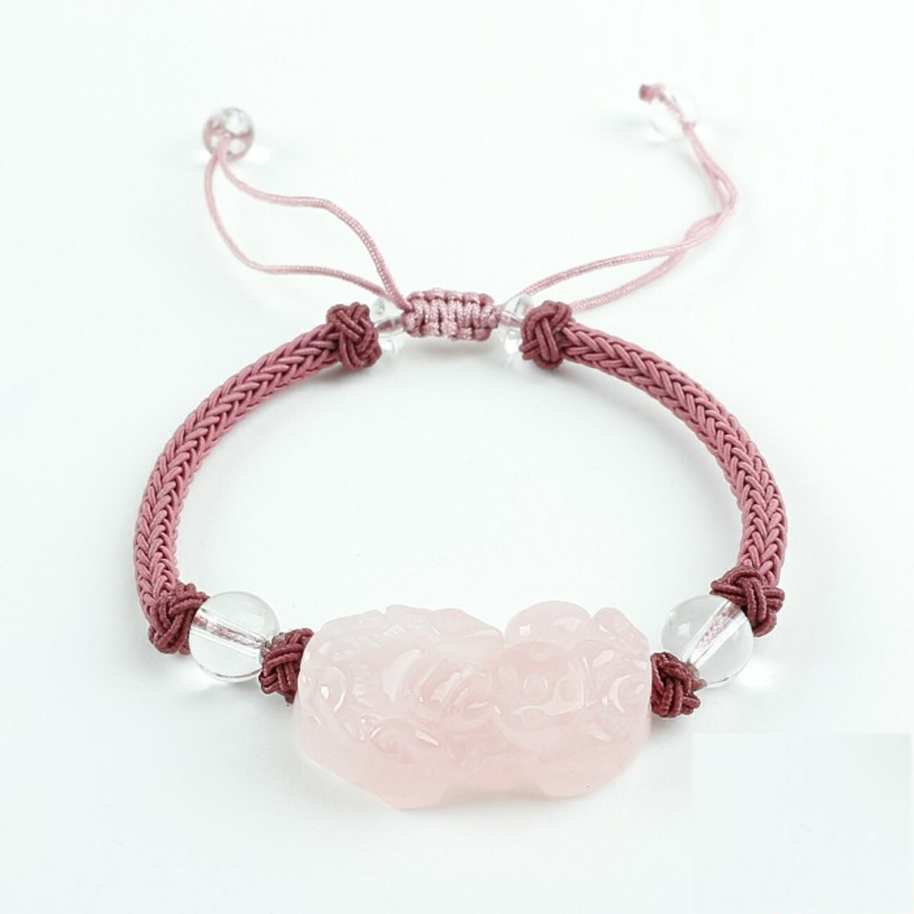 【風水好好玩】粉晶貔貅中國繩手鍊  (招貴人/好姻緣/招桃花)