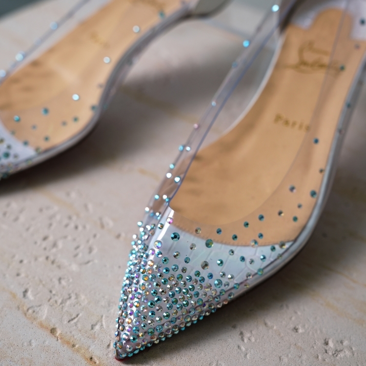 Christian louboutin 透明水鑽平底鞋 39.5號