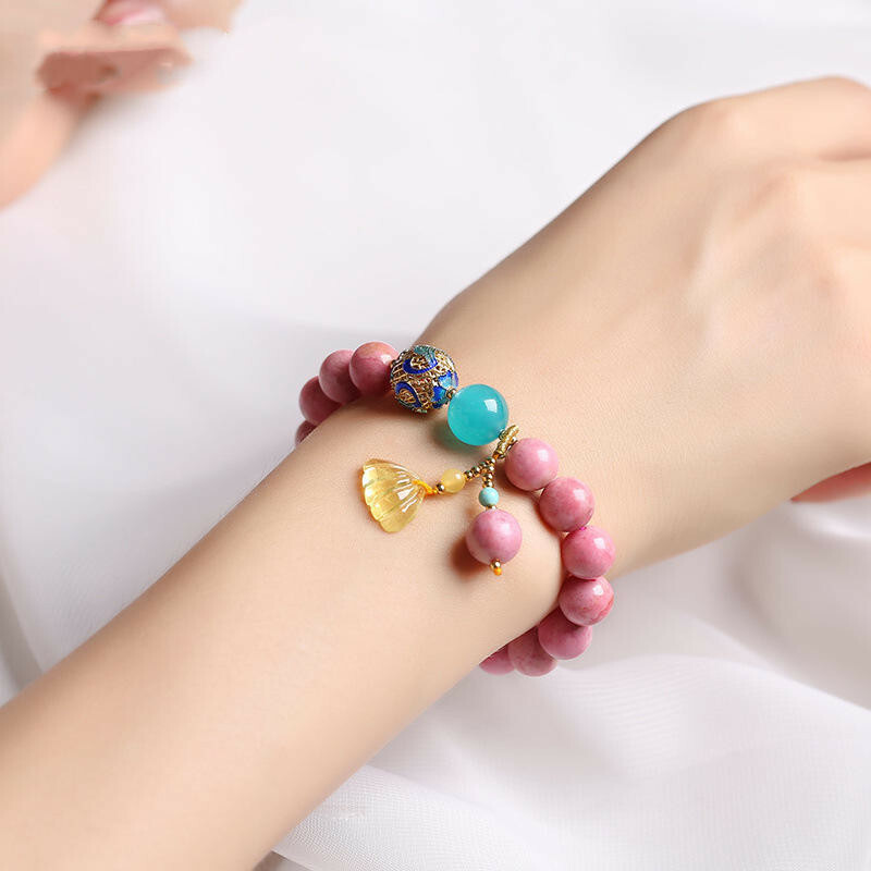 手鍊女 佛珠 玫瑰石手鍊 蜜蠟手鍊 天然薔薇輝石 粉寶石手鍊 天河石手鍊 手串 閨蜜手鍊 送閨蜜 送女生 禮物 091