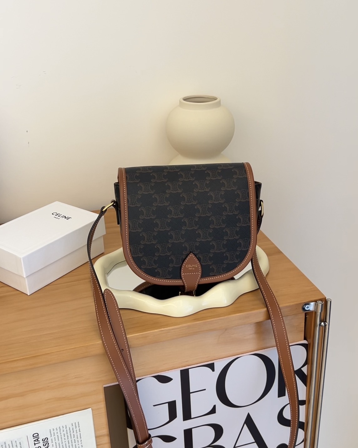 CELINE｜凱旋門馬鞍包 深老花