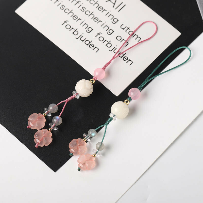 掛件 掛飾 吊飾 粉晶吊飾 四葉草飾品 手機吊飾 百搭飾品 可愛吊飾 包包吊飾 招桃花 保平安 送女生 生日禮物 009