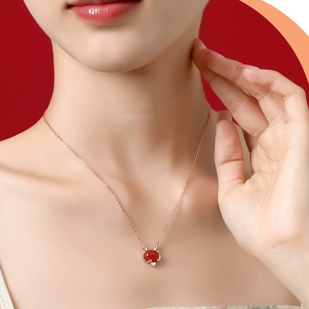 項鍊 龍項鍊 和田玉項鍊 紅瑪瑙項鍊 平安項鍊 純銀項鍊 新中式項鍊 鎖骨鍊 新年裝飾 送長輩 送女生 禮物 265