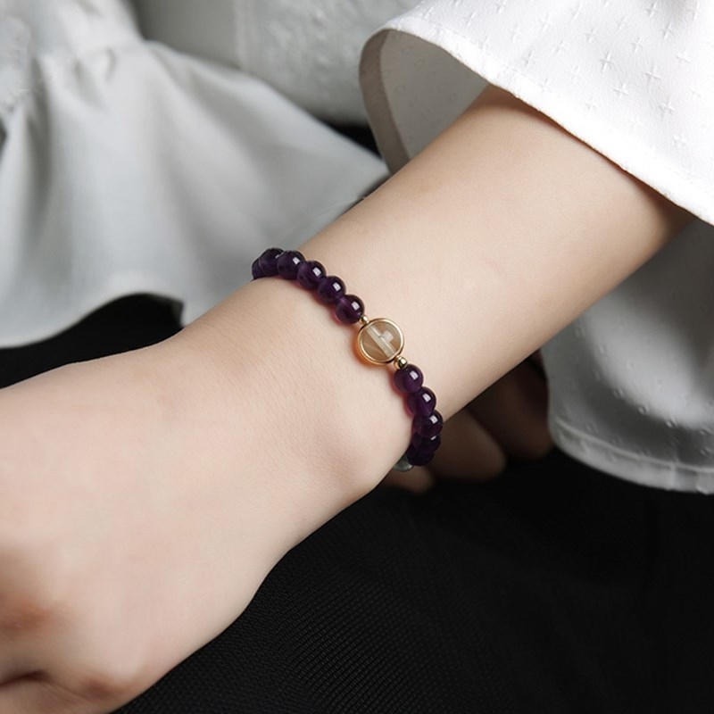 手鍊 水晶手鍊 手串 手環 紫水晶手鍊 能量手環 開運手鍊 能量水晶 串珠水晶 綠螢石 閨蜜手鍊 送女生生日禮物 077