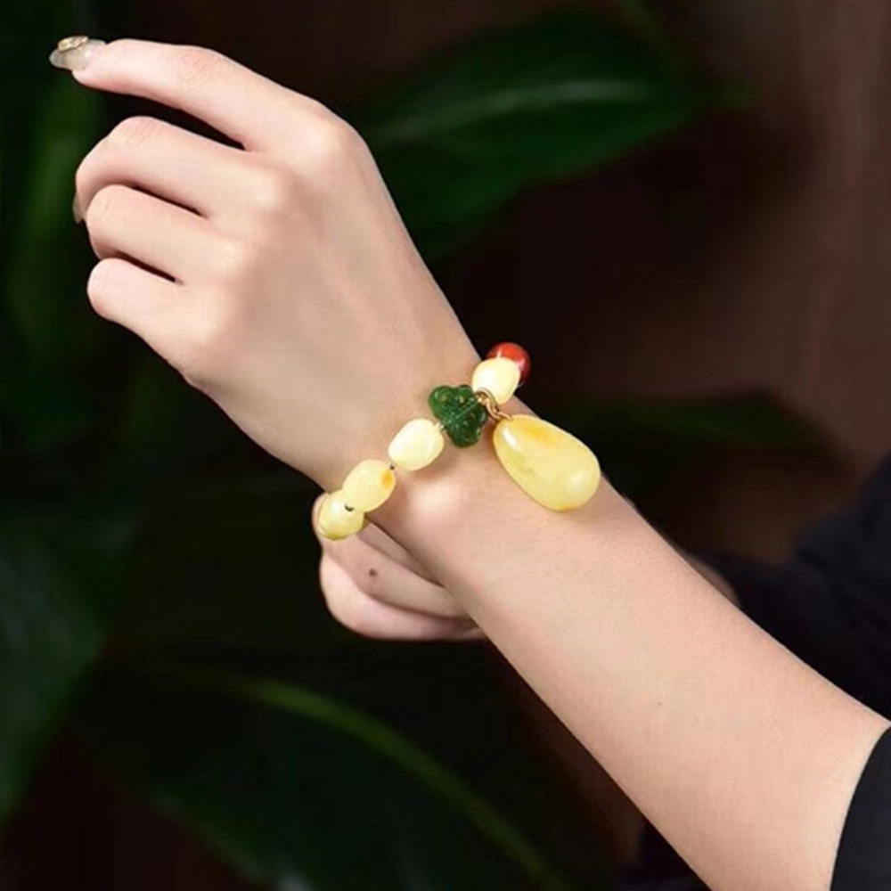 手串 手鍊 吊墜手鍊 玉手鍊 天然蜜蠟手鍊 黃蜜蠟手串 女手鍊 女飾品 碧玉手鍊 南紅手串 送長輩 送女生 禮物 064