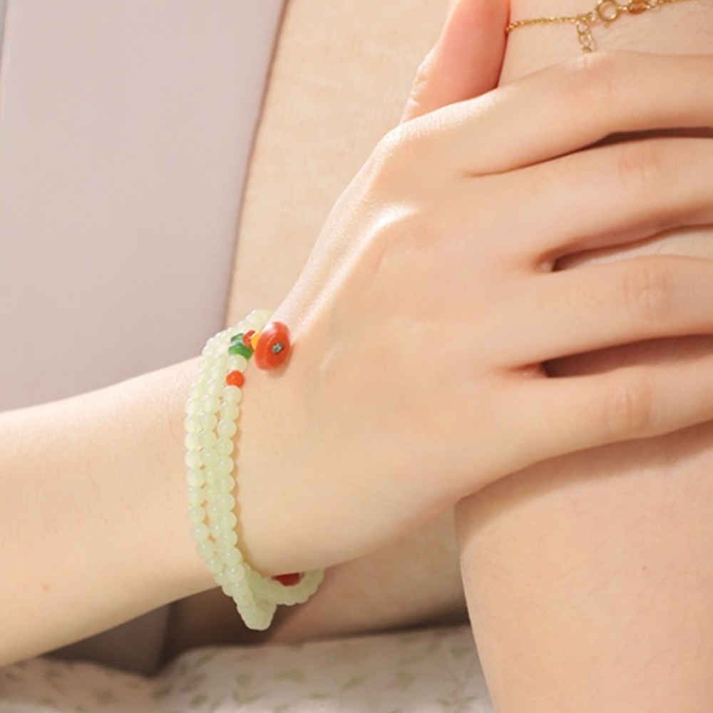 手鍊 手串 佛珠 和田玉手串 圓珠手鍊 招財手鍊 保平安 念珠 玉手鍊 手環 細手鍊 南紅手環 送媽媽 生日禮物 058