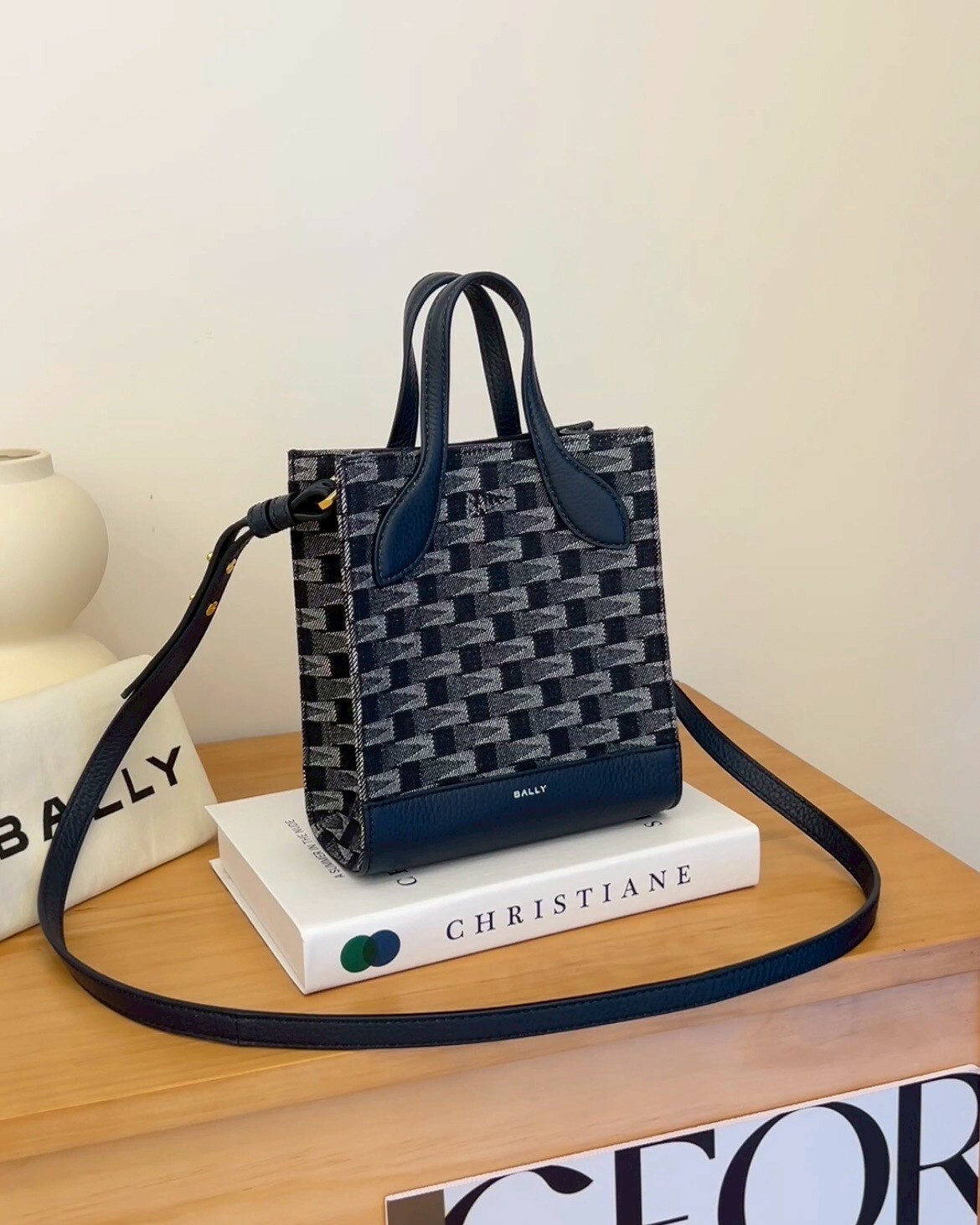 BALLY｜BAR 帆布小托特包 藍色