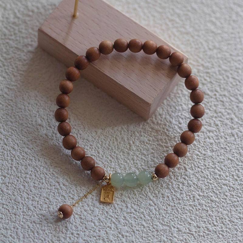 手鍊 手串 佛珠 玉石手鍊 天然老山檀手串 和田玉手串 招財手鍊 玉手鍊 佛珠手鏈 新中式 寶石手鍊 生日禮物 051