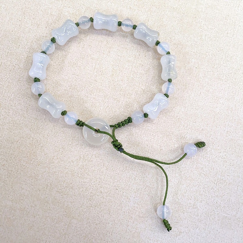 手繩 手鍊 手串 竹節手鍊 白玉髓平安扣 手鍊女 白玉髓手鐲 新中式手鍊 可調節手鍊 編織手繩 女生禮物 送禮 050