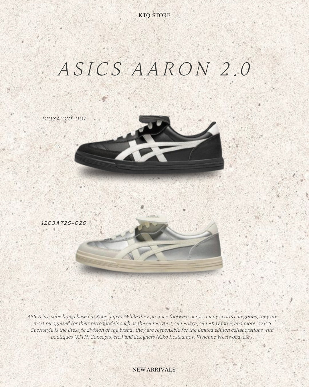 KTQ STORE ‧ ASICS AARON 2.0  翻蓋鞋舌 黑白1203A720-001 銀白 1203A720-020