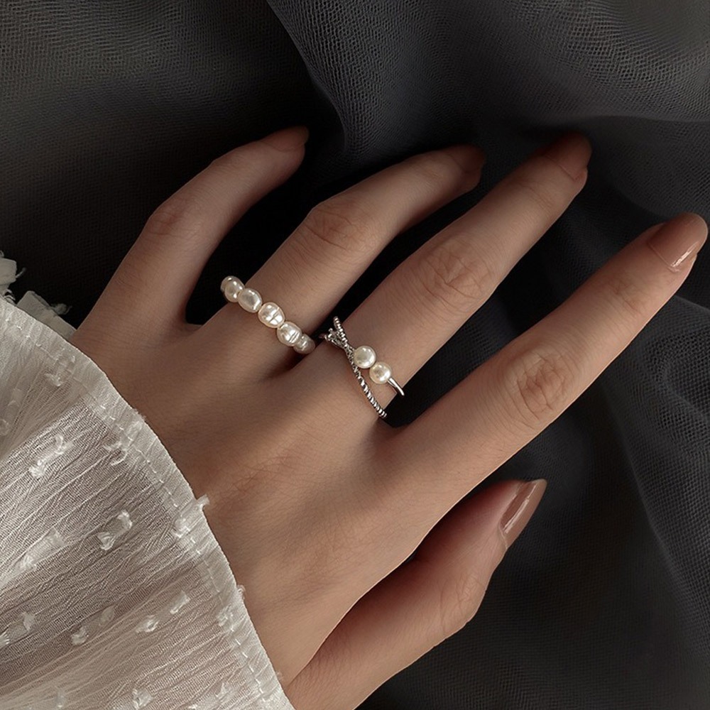 珍珠戒指 純銀戒指 無限戒指 鑽石戒指 日系戒指 韓國戒指 ins戒指 開口戒指 指環 生日禮物 女朋友禮物 058