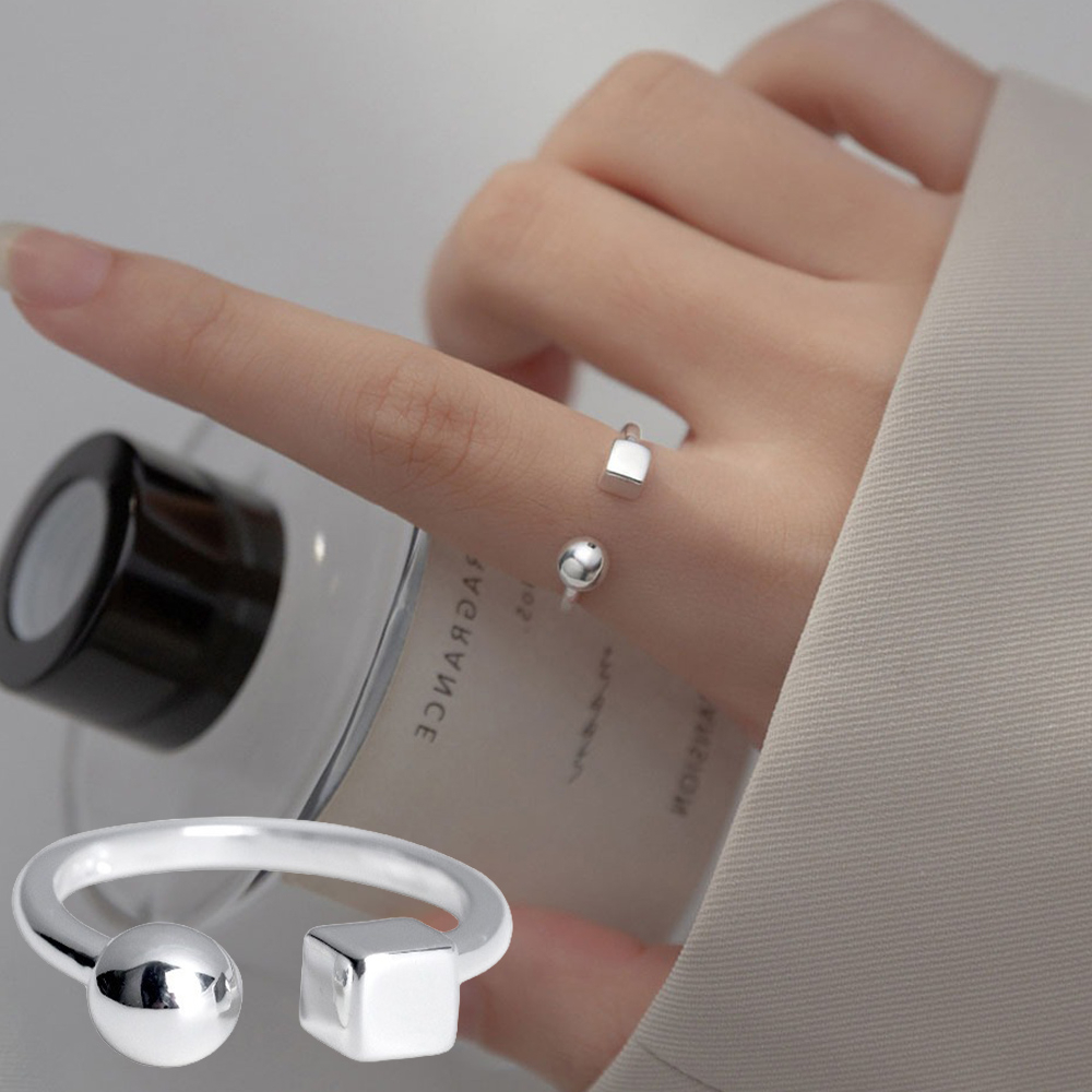 純銀戒指 幾何戒指 方形戒指 情侣戒指 ins戒指 韓國戒指 個性戒指 閨蜜戒指 可調式戒指 情侶禮物 生日禮物 057