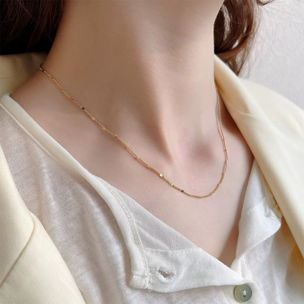 純銀項鍊 鎖骨項鍊 女項鍊 疊戴項鍊 素鍊 歐美項鍊 韓國項鍊 日系項鏈 氣質項鍊 ins項鍊 圓牌項鍊 禮物 164