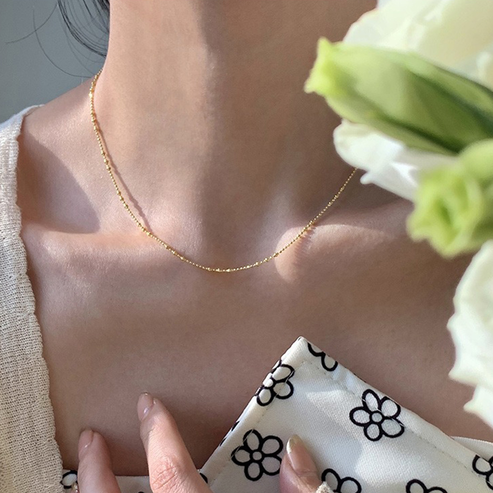 純銀項鍊 串珠項鍊 圓珠項鍊 韓國項鍊 日系項鍊 細項鍊 ins項鍊 鎖骨項鍊 簡約項鍊 疊戴項鍊 女生禮物 162