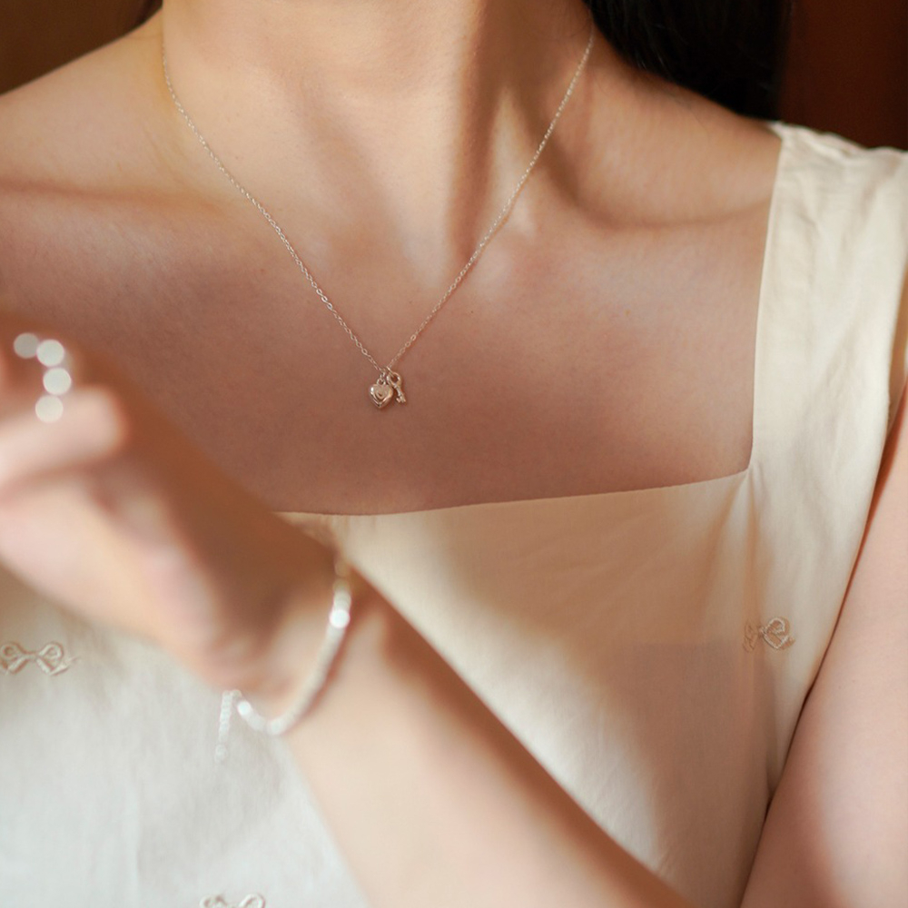 純銀項鍊 愛心項鍊 鑰匙項鍊 韓國項鍊 氣質項鍊 金項鍊 銀項鍊 細項鍊 鎖骨項鍊 ins項鍊 閨蜜項鍊 禮物 161