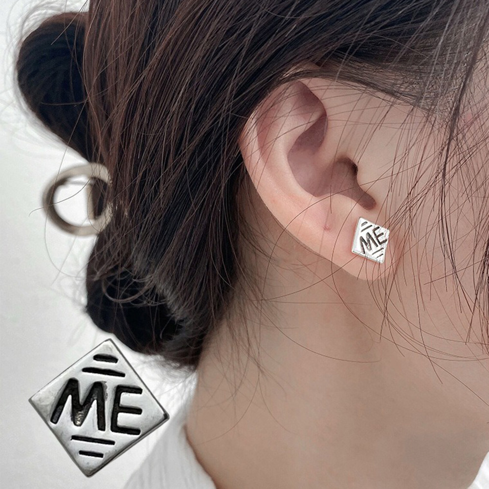 純銀耳環 字母耳環 方形耳環 耳釘 簡約耳環 幾何耳環 氣質耳環 抗過敏耳環 個性耳環 正韓耳環 中性耳環 禮物 029