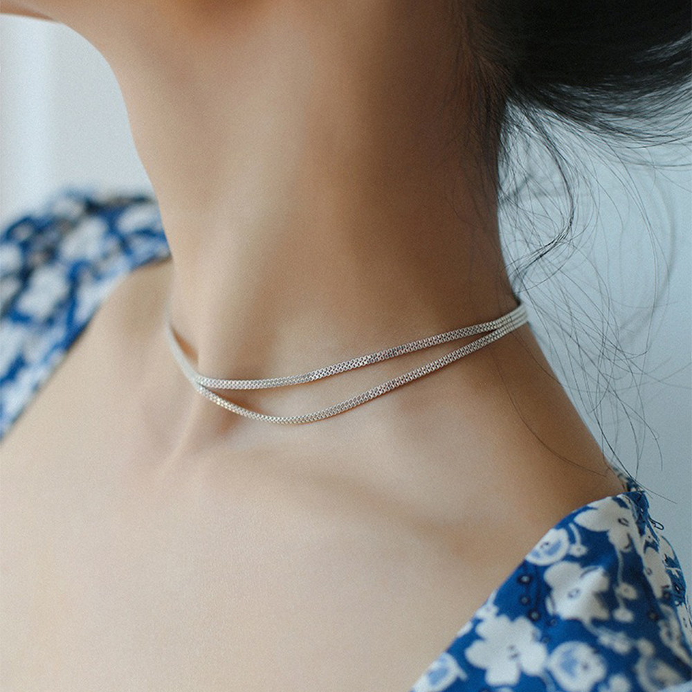 純銀項鍊 18k金項鍊 扁蛇骨鍊 蛇骨項鍊 個性項鍊 韓國項鍊 歐美項鍊 粗項鍊 小眾設計 頸鏈 choker 154