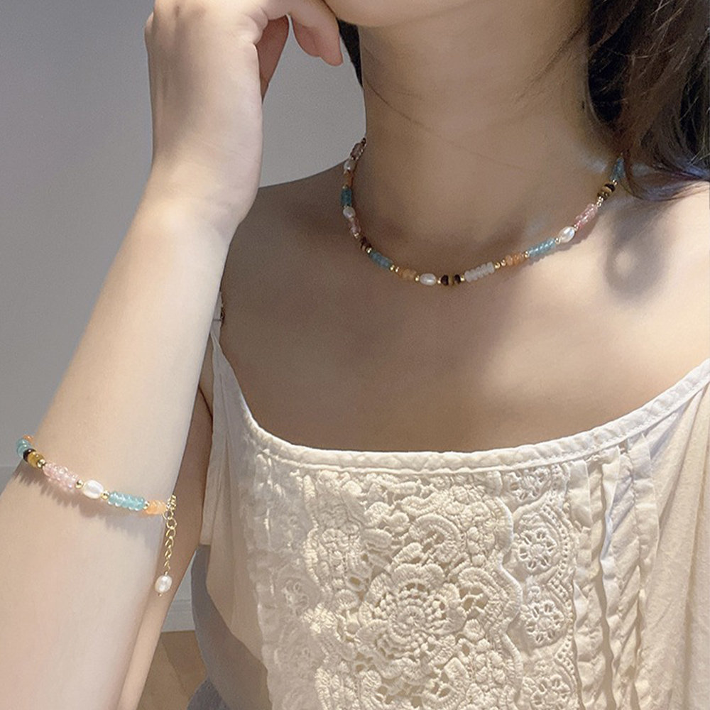 串珠項鍊 珍珠手鍊 寶石項鍊 水晶項鍊 珍珠項鍊 鎖骨項鍊 波希米亞 歐美項鍊 招財手鍊 能量手環 女生禮物 150