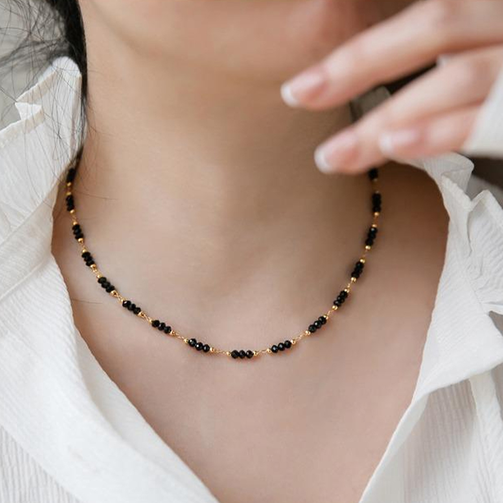 K金項鍊 串珠項鍊 黑色項鍊 寶石項鍊 疊戴項鍊 哥德風 鎖骨項鍊 細項鍊 日系項鍊 韓國項鍊 女生生日禮物 147