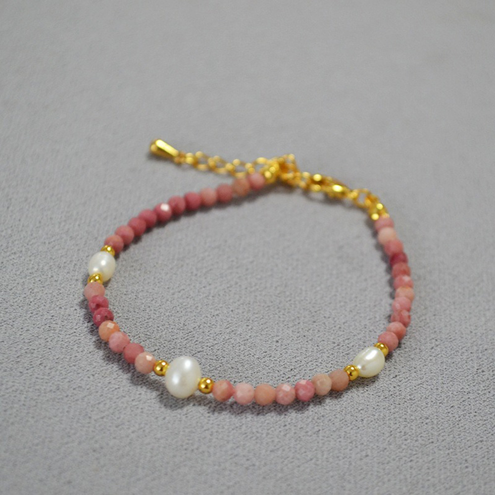 串珠手鍊 珍珠手鍊 粉晶手鍊 桃花手鍊 粉晶手鐲 手環 細手鍊 粉水晶手鍊 韓國手鍊 閨蜜手鍊 女生禮物 手鍊 140