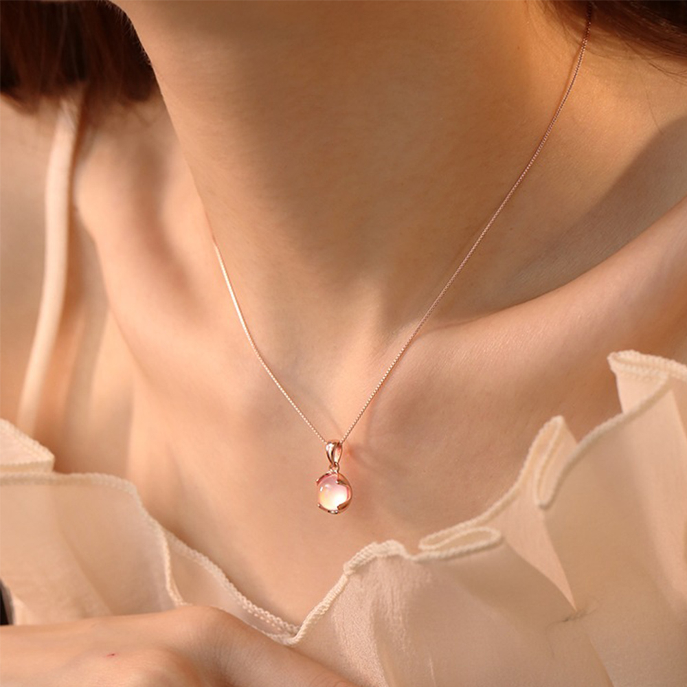 粉水晶項鍊 四葉草項鍊 純銀項鍊 寶石項鍊 玫瑰金項鍊 短項鍊 桃花項鍊 女朋友禮物 情人節禮物 閨蜜禮物 送禮 137