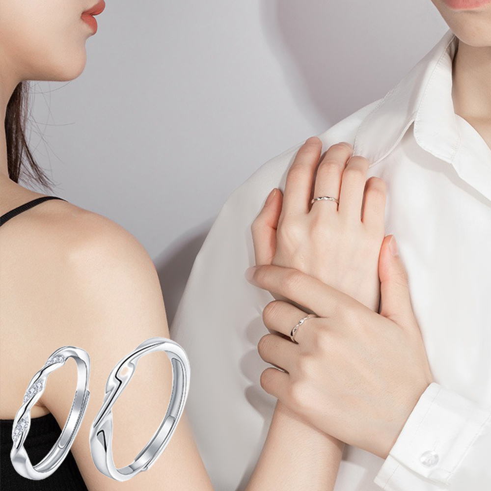 情侶對戒 結婚戒指 求婚戒指 對戒 指環 純銀戒指 可調節戒指 銀戒指 男戒指 女戒指 新婚禮物 情人節禮物 046
