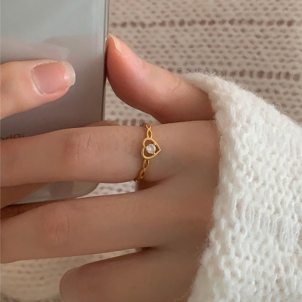 愛心戒指 鑽石戒指 寶石戒指 鏤空戒指 可愛戒指 戒環 指環 飾品配件 日系戒指 韓國戒指 閨蜜禮物 女生禮物 044