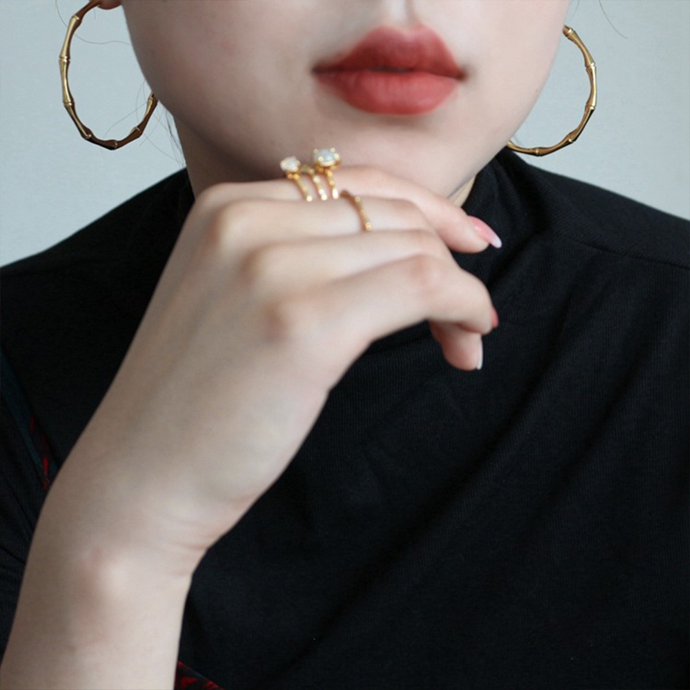 純銀耳環 純銀飾品 歐美飾品 竹節造型耳環 大耳環 個性耳環 圈圈耳環 韓國耳環 Y2K 閨蜜禮物 女生禮物 020