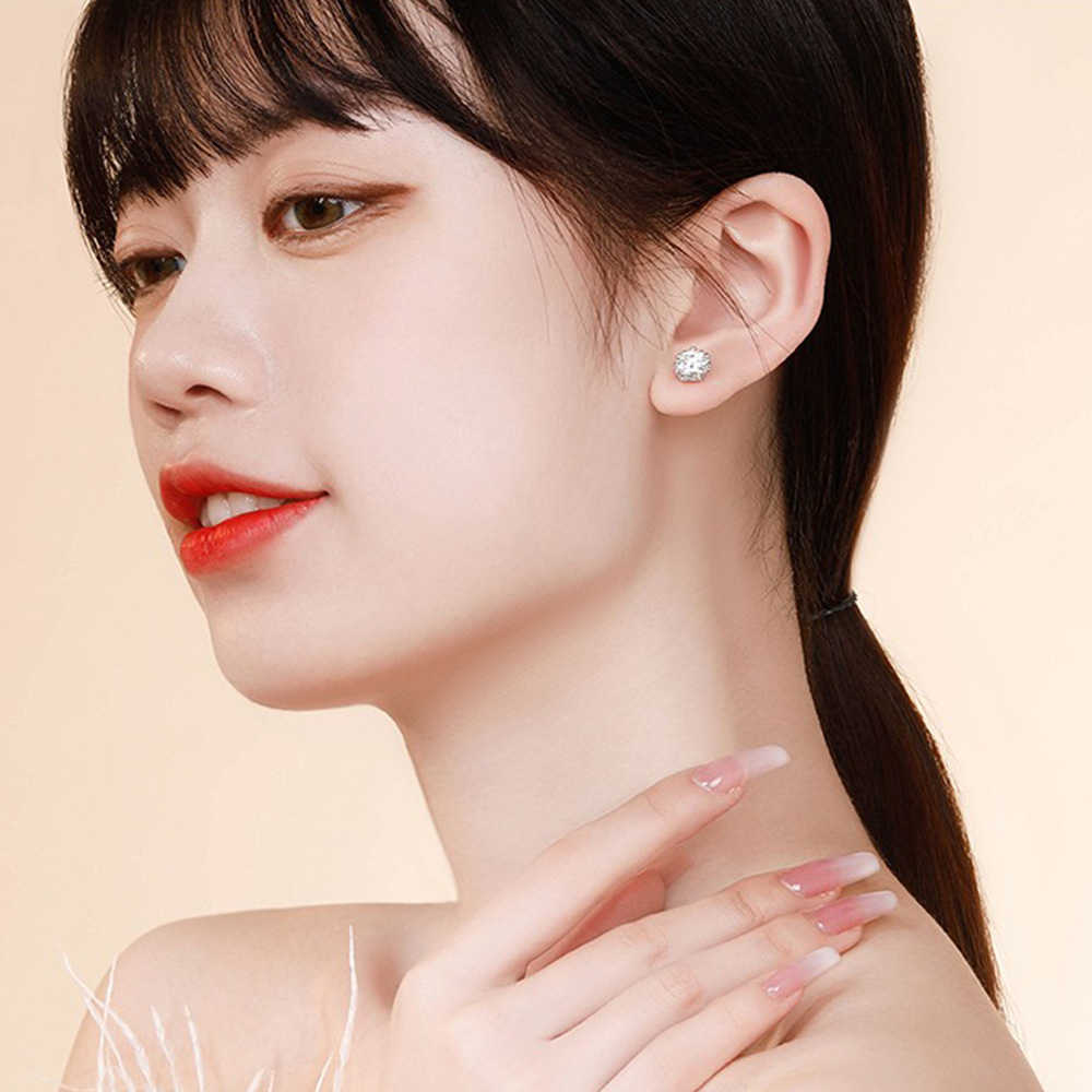 純銀耳環 銀飾 純銀耳針 鑽石耳環 氣質簡約耳環 耳飾 氣質六芒星 雪花耳環  韓國純銀耳環 韓國飾品 韓系耳環 017