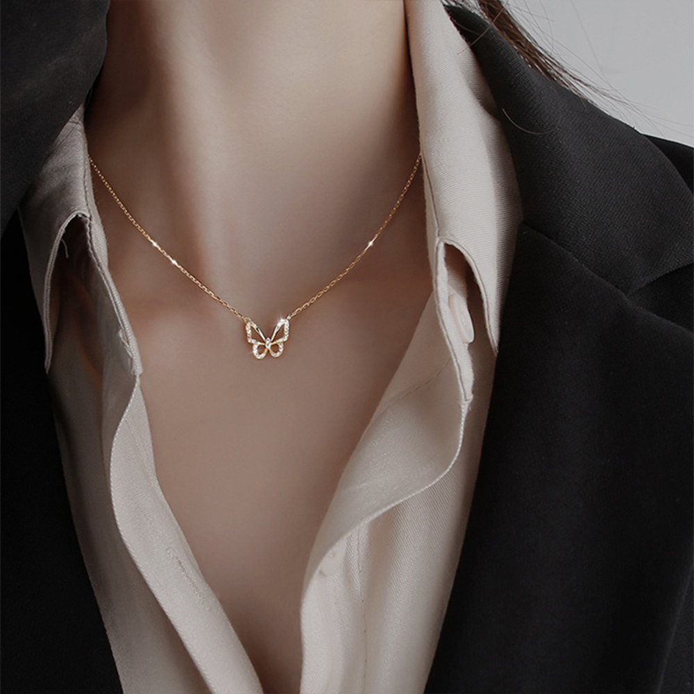項鍊 純銀項鍊 鎖骨鍊 頸鍊 蝴蝶項鍊 鑽石項鍊 閨蜜項鍊 白金項鍊 玫瑰金項鍊 韓國項鍊 氣質項鍊 女朋友禮物 114