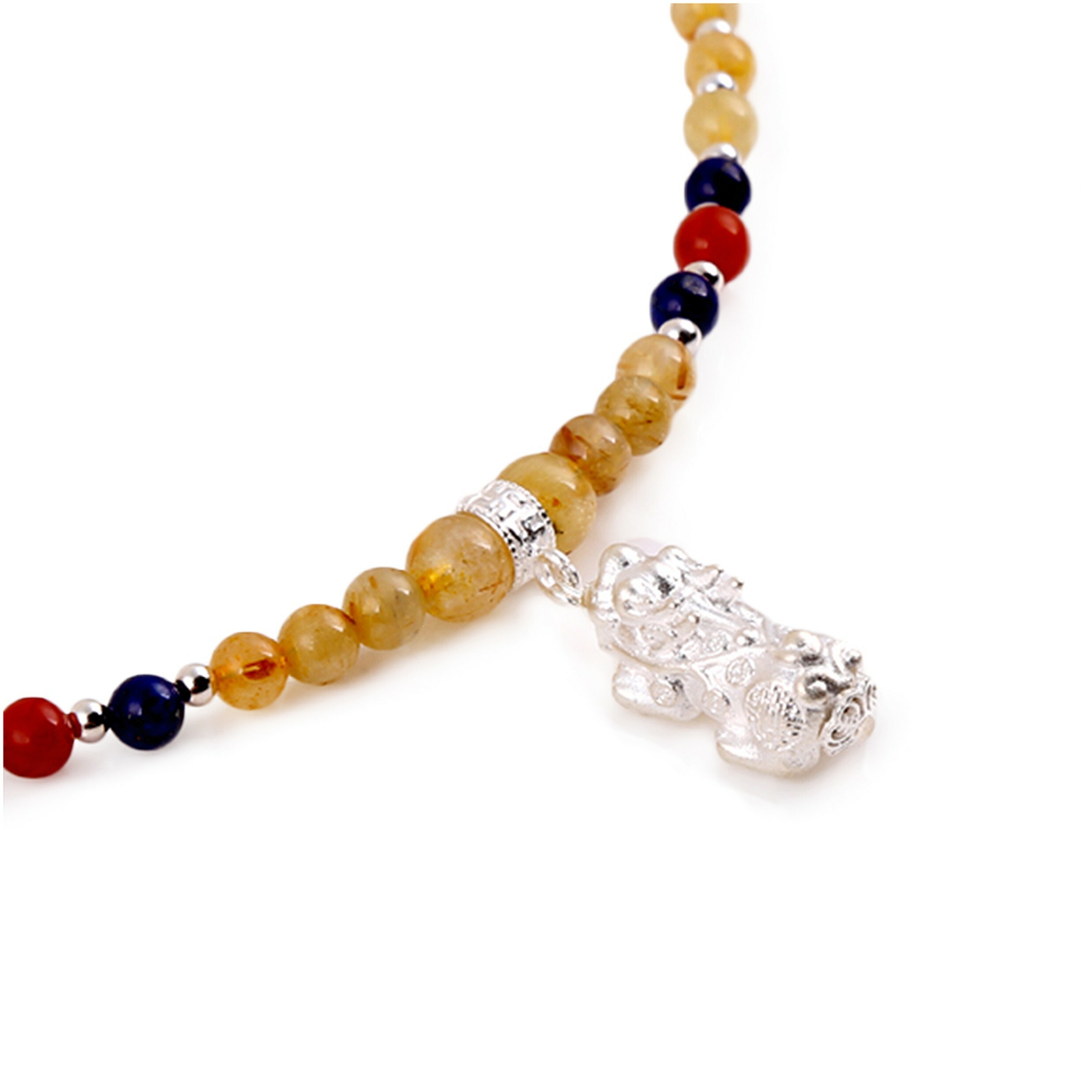 【風水好好玩】招財貔貅純銀鈦晶項鍊  (事業運/招財/辟邪護身)