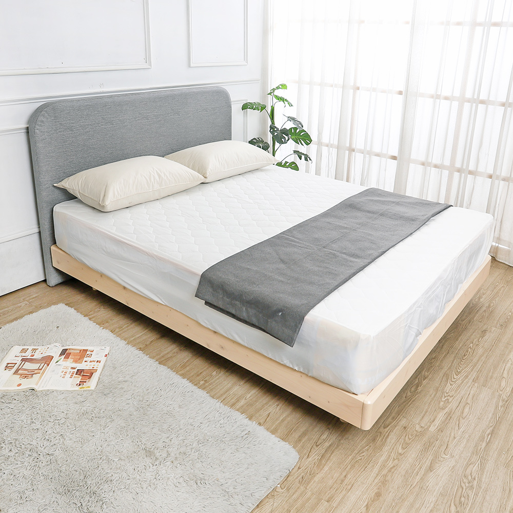 奈曼5尺雙人耐磨貓抓皮革床頭片+漂浮造型實木床架/懸浮式床底(四色可選)