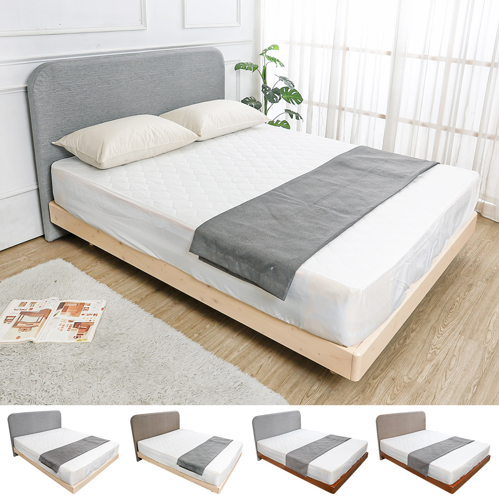 奈曼5尺雙人耐磨貓抓皮革床頭片+漂浮造型實木床架/懸浮式床底(四色可選)